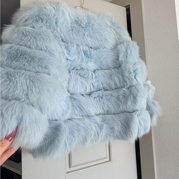 Women light blue fox fur jacket - Picture 3 of 3
